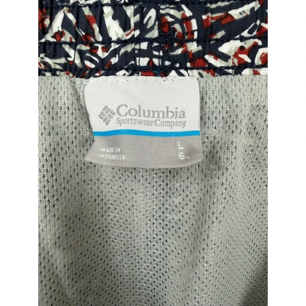 Columbia PFG Rambler Printed Water Shorts Mens L Navy Red Abstract 6